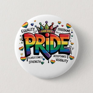Pride LGBTQ Acceptance LGBT 4th of July Flag USA Button