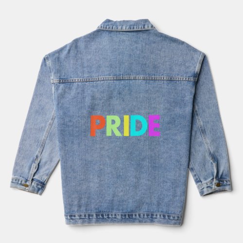 Pride LGBTQ Celebrate Rainbow Colors Fun Happy Min Denim Jacket