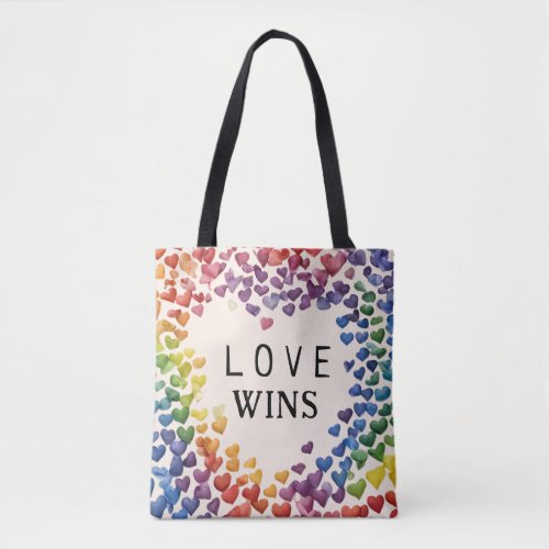 Pride LGBTQ Gay Love Wins AI Rainbow Heart Tote Bag