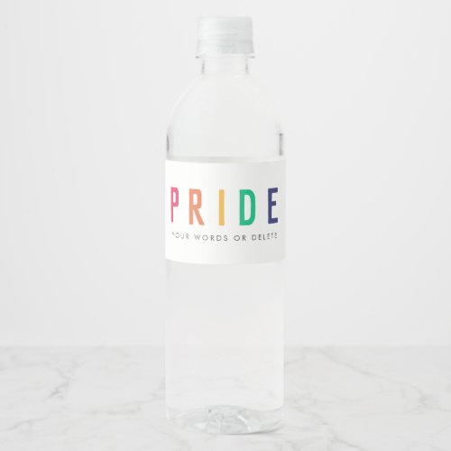 Pride  LGBTQ Gay Modern Rainbow Water Bottle Label