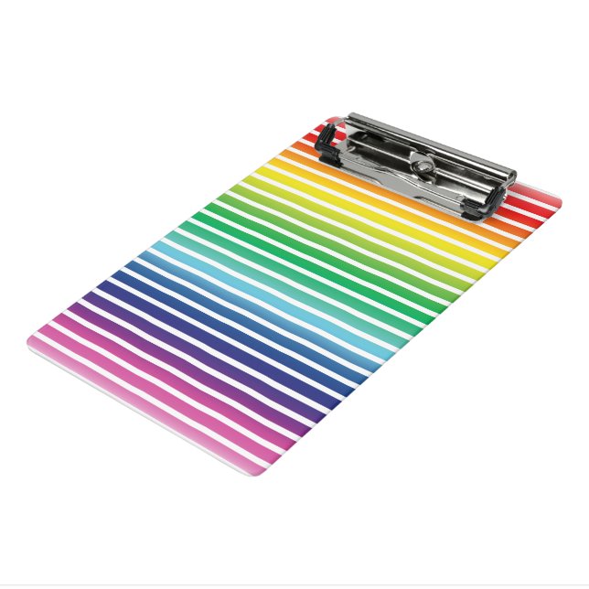 Pride lgbtq lgbt rainbow white stripes pattern mini clipboard (Angled3)