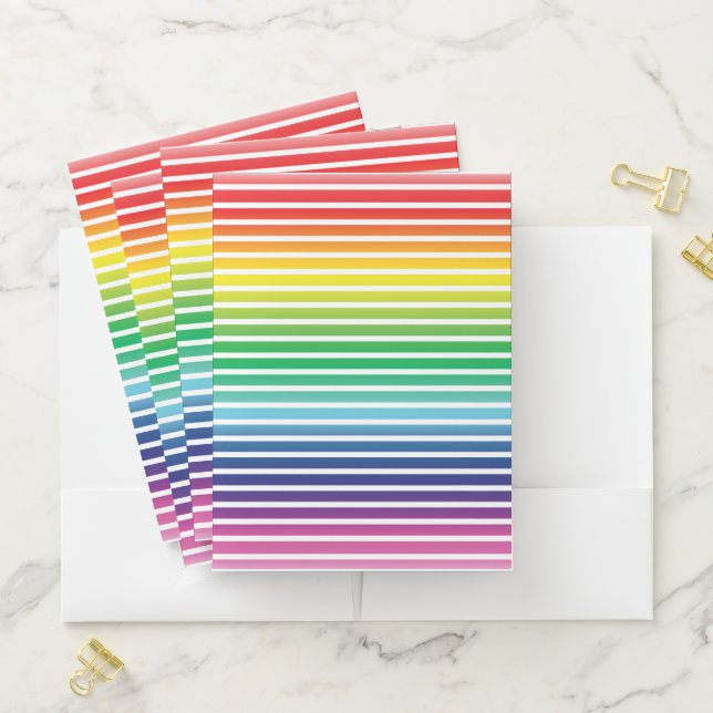 Pride lgbtq lgbt rainbow white stripes pattern pocket folder (In Situ)