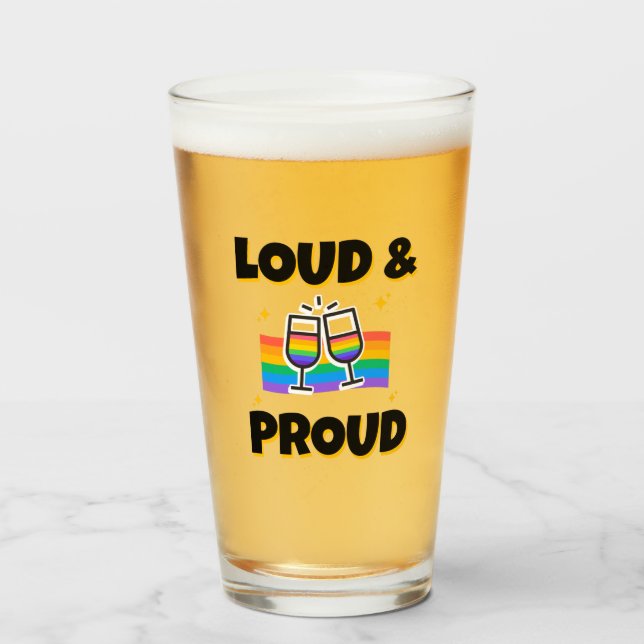 Pride LGBTQ Loud and Proud Rainbow Glass (Front Filled)