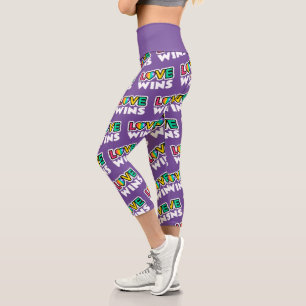 Pride LGBTQ Love Wins Rainbow Purple Capri Leggings