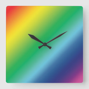 Pride lgbtq rainbow colors pattern square clock
