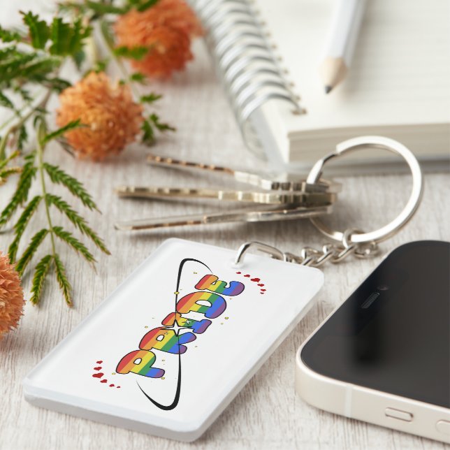 Pride LGBTQ Rainbow Flag Acrylic Keychain (Front Right)