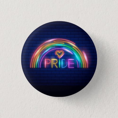Pride LGBTQ rainbow neon flair Button
