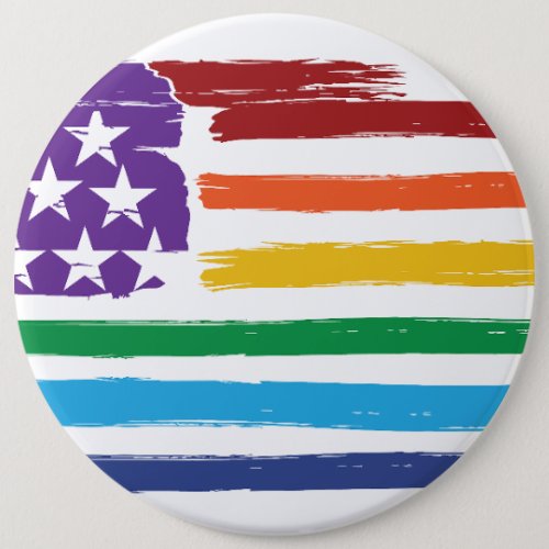 Pride LGBTQ Rainbow US Flag Button