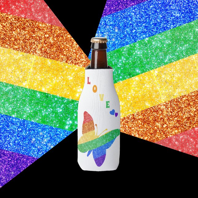 Pride LGBTQA+ rainbow butterfly Bottle Cooler (Creator Uploaded)