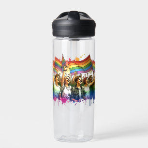 Pride   LGBTQIA + People and Flags Personalized Water Bottle