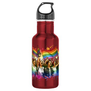 Pride   LGBTQIA + People and Flags  Stainless Steel Water Bottle