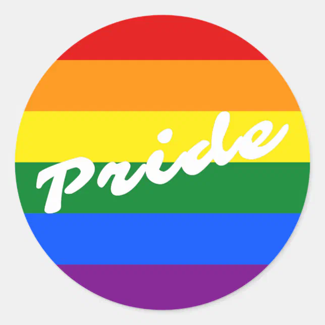 Pride Logo LGBT 6-Stripe Rainbow Gay Pride Flag Classic Round Sticker ...