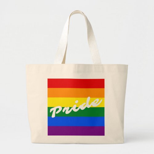 Pride Logo LGBT 6_Stripe Rainbow Gay Pride Flag Large Tote Bag