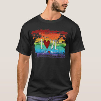 Pride Love Glitter Rainbow Heart Personalized Name T-Shirt