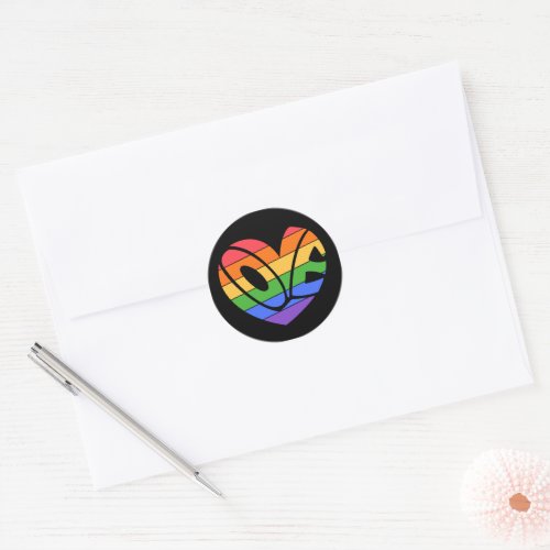 Pride Love Heart Gay Rainbow Classic Round Sticker