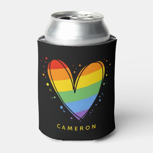 Pride Love Heart Gay Rainbow LGBTQ  Can Cooler