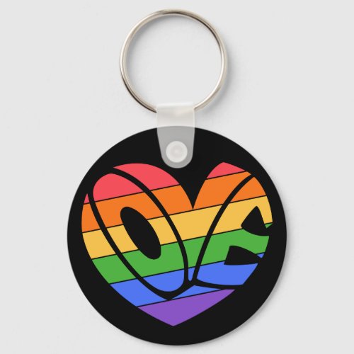 Pride Love Heart Gay Rainbow LGBTQ Keychain