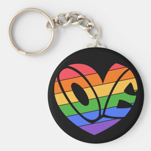 Pride Love Heart Gay Rainbow LGBTQ Keychain