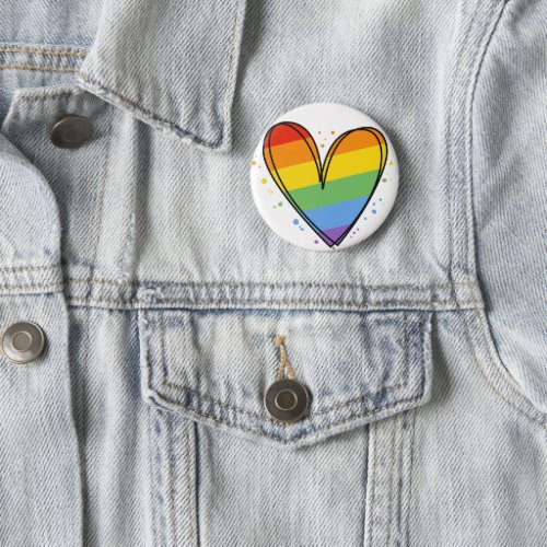 Pride Love Heart Gay Rainbow LGBTQ Keychain Button