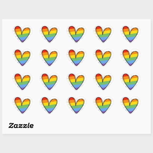 Pride Love Heart Gay Rainbow LGBTQ  Sticker (Sheet)