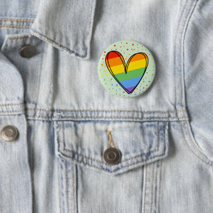 Pride Love Heart Gay Rainbow LGBTQ Sticker Button