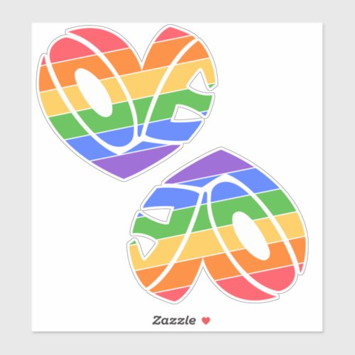 Pride Love Heart Gay Rainbow LGBTQ  Vinyl Stickers