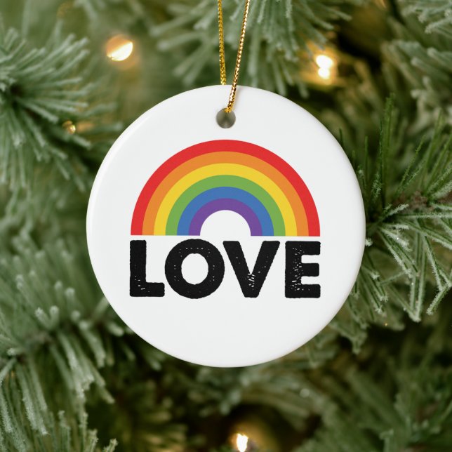 Pride Love is Love Gay Equality Rainbow LGBTQ  Ceramic Ornament (Tree)