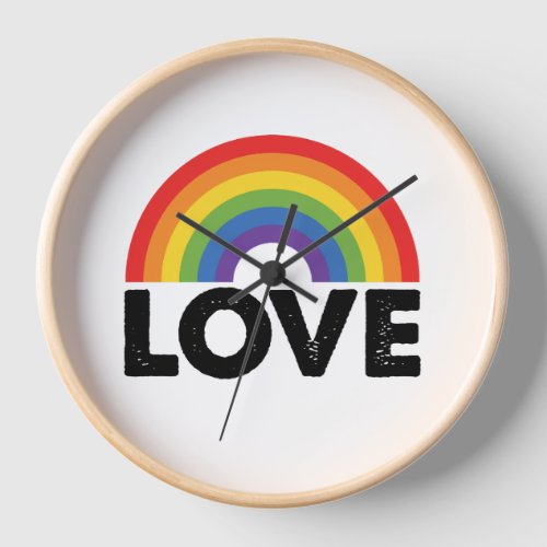 Pride Love is Love Gay Equality Rainbow LGBTQ  Clock