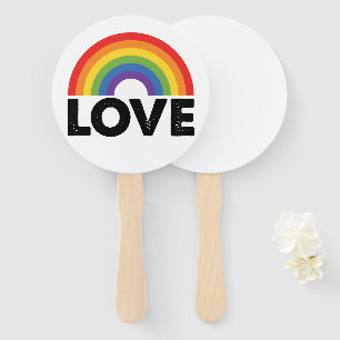 Pride Love is Love Gay Equality Rainbow LGBTQ Hand Fan