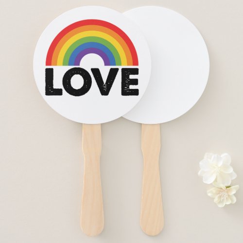 Pride Love is Love Gay Equality Rainbow LGBTQ  Hand Fan