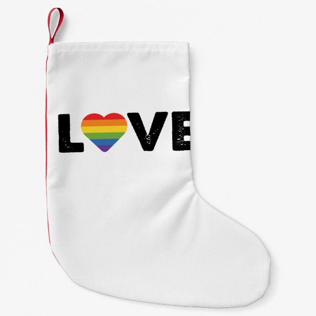 Pride Love is Love Gay Equality Rainbow LGBTQ  Small Christmas Stocking (Front)