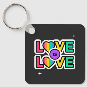 Pride. Love is love. Gay Rainbow colors     Keycha Keychain