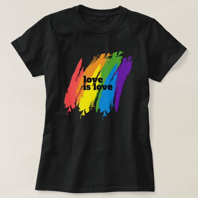 Pride Love Is Love LGBT Rainbow T-Shirt (Design Front)