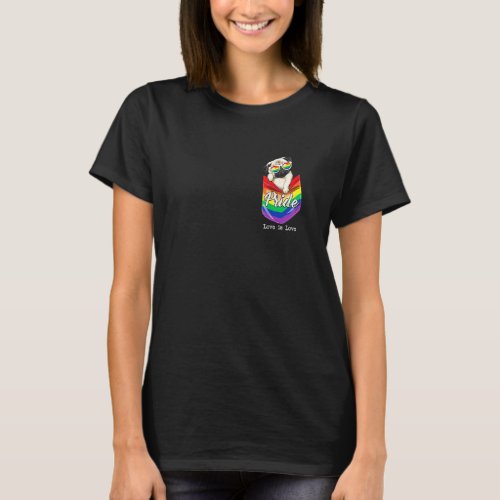Pride Love Is Love Pug Dog Pocket Lgbt Pride Gay T_Shirt