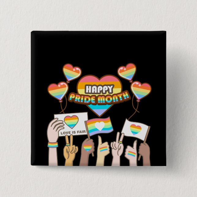 Pride love. Love is fair. Pride month.            Button (Front)
