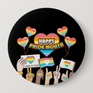 Pride love. Love is fair. Pride month. Button