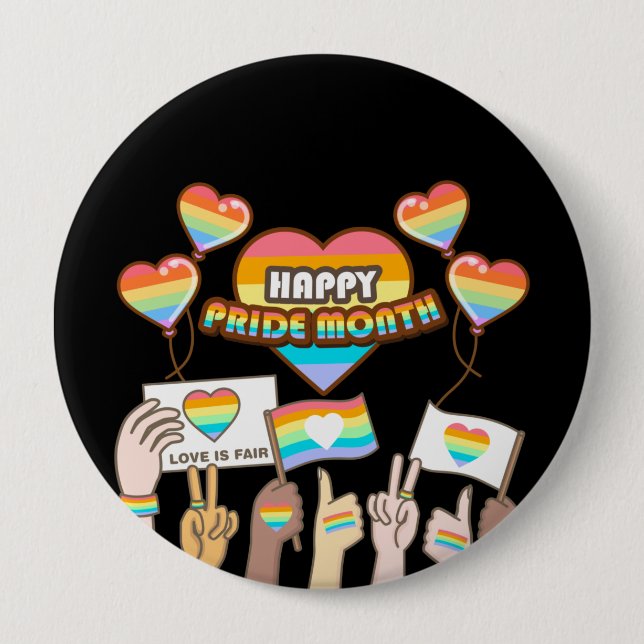 Pride love. Love is fair. Pride month.             Button (Front)