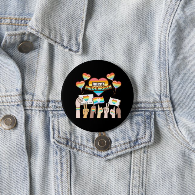 Pride love. Love is fair. Pride month.           Button (In Situ)