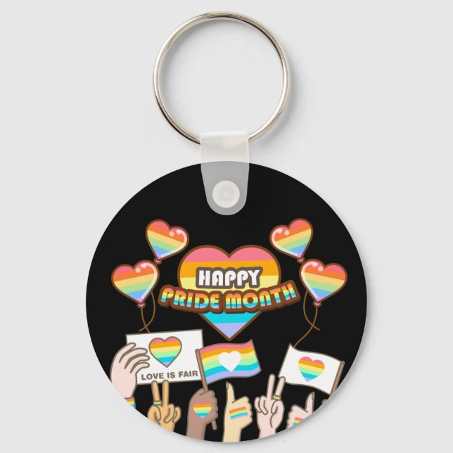 Pride love. Love is fair. Pride month.         Keychain (Front)