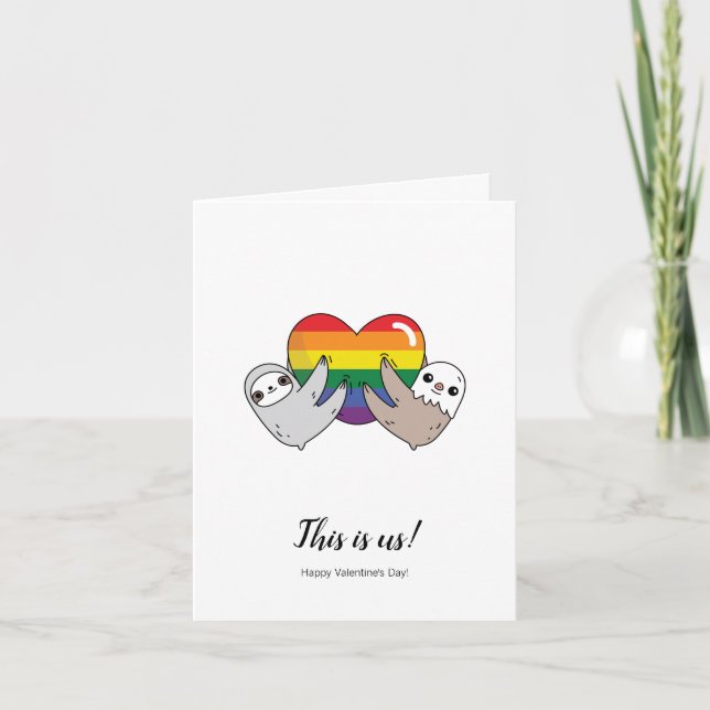 Pride Love Sloths Valentine's Day Card (Front)