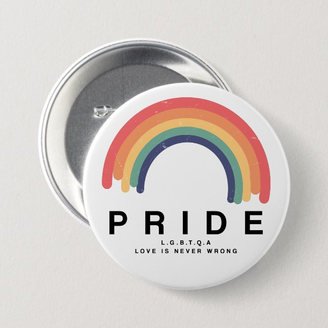 Pride Love Wins Colourful Rainbow LGBTQ Button (Front & Back)
