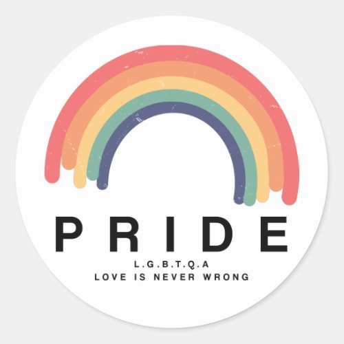 Pride Love Wins Colourful Rainbow LGBTQ Classic Round Sticker
