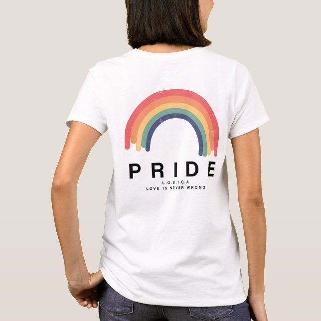 Pride Love Wins Colourful Rainbow LGBTQ T-Shirt (Back)