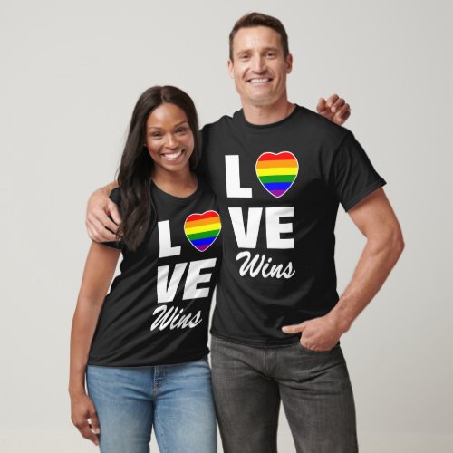 Pride love wins Rainbow heart T_Shirt