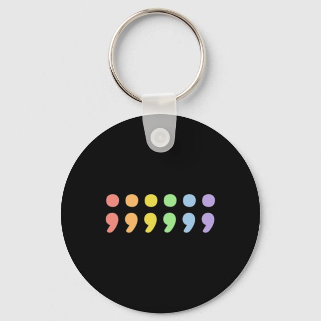 Pride Mental Health Semicolon Lgbtqia+ Lgbt Pastel Keychain (Front)