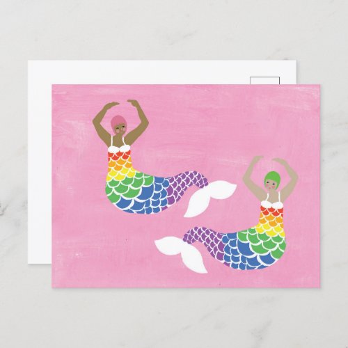 Pride Mermaid Rainbow Flag Tail LGBT Party Postcard
