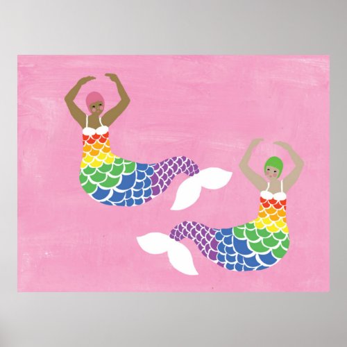 Pride Mermaid Rainbow Flag Tail LGBT Party  Poster