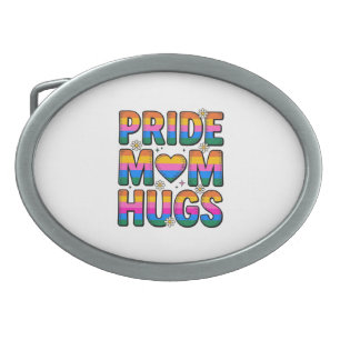 Pride Mom Hugs Vintage Rainbow Vector Design_1 Belt Buckle