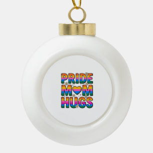 Pride Mom Hugs Vintage Rainbow Vector Design_1 Ceramic Ball Christmas Ornament