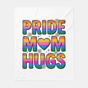 Pride Mom Hugs Vintage Rainbow Vector Design_1 Fleece Blanket